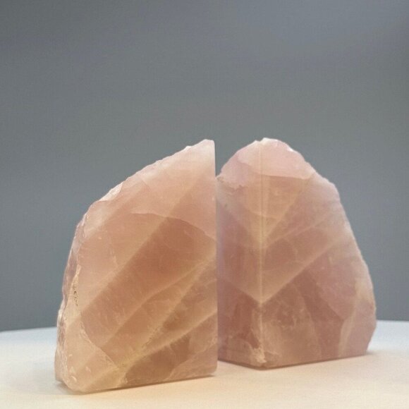 Pink Rose Quartz Crystal Bookends Natural Characteristics Unique Bookshelf (AH) - Picture 6 of 10